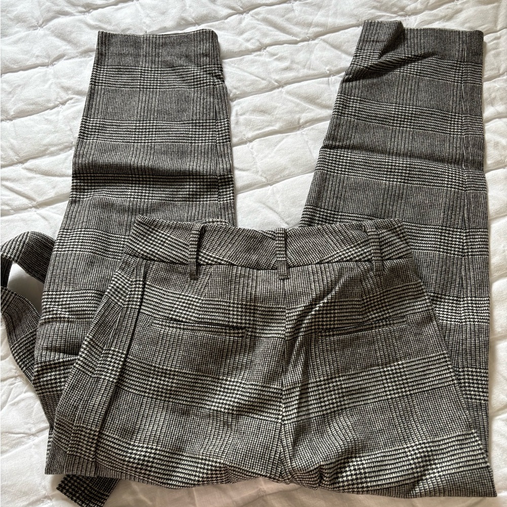 Aritzia Gray Plaid Wool Pants - Picture 2 of 6